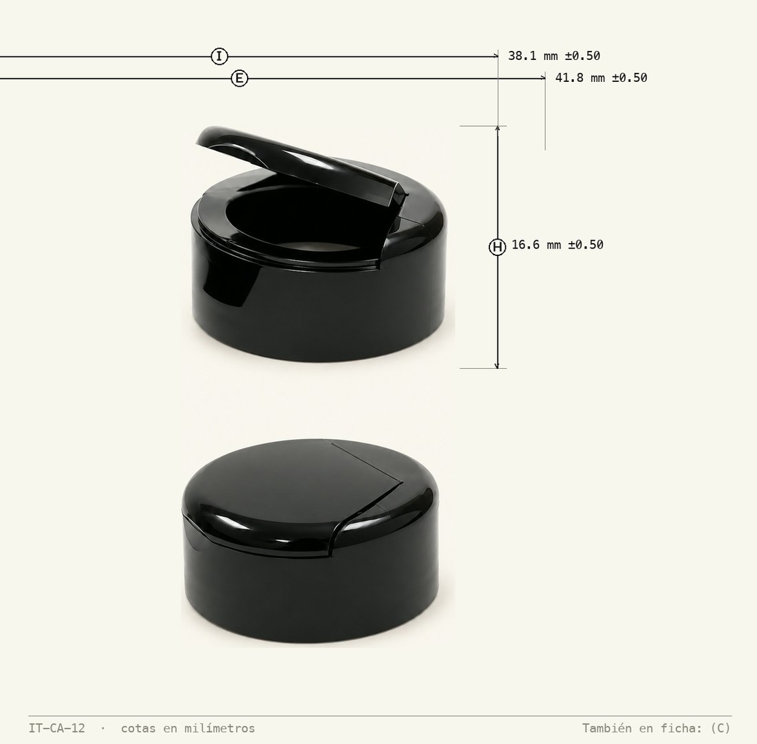 Plano de cotas de Tapa Flip Top R-38