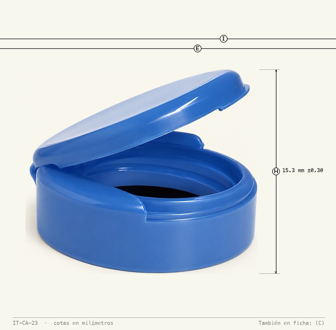 Plano de cotas de Tapa Flip Top R-45