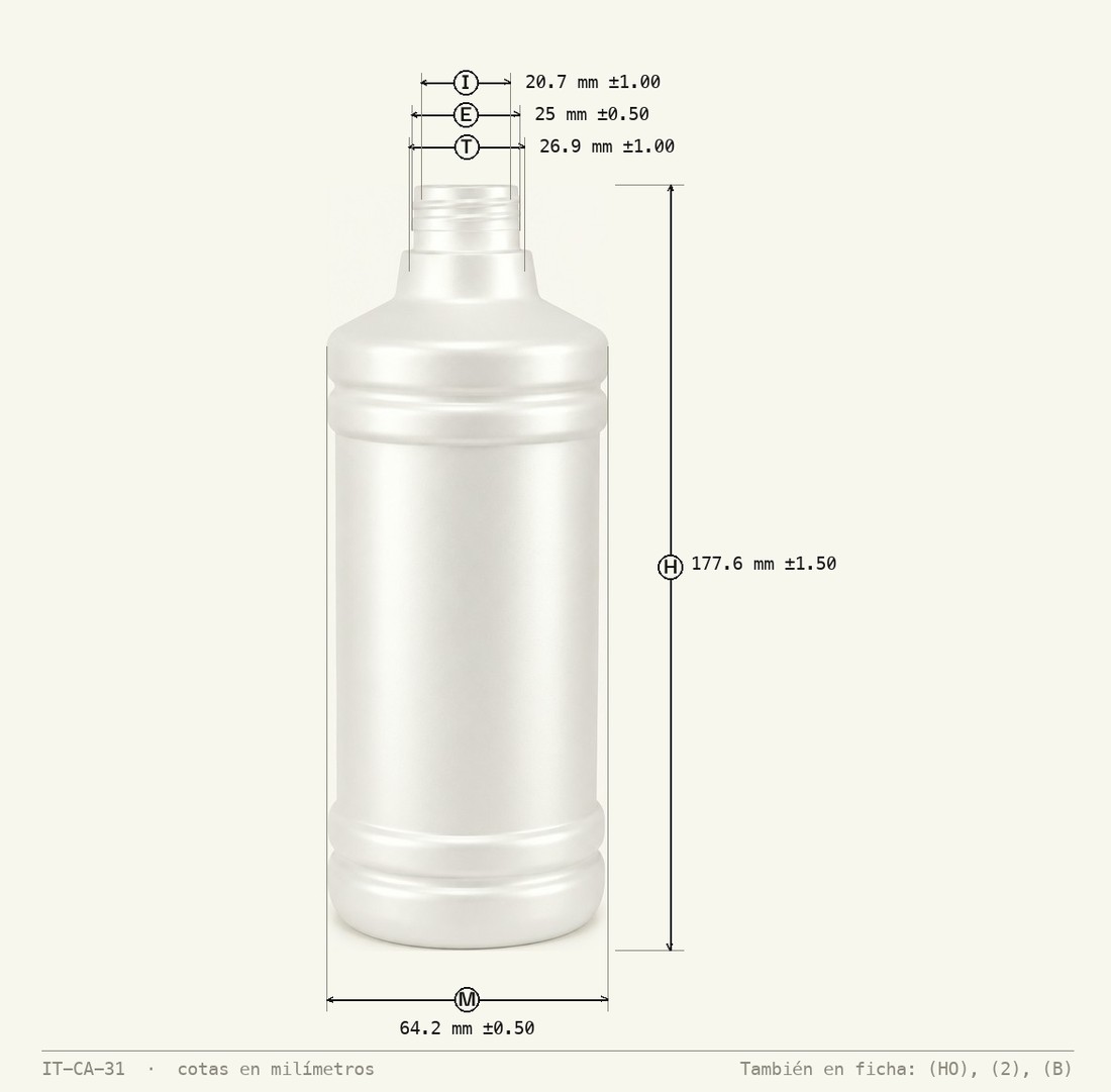 Plano de cotas de Envase Alcoholero 435mL R-28