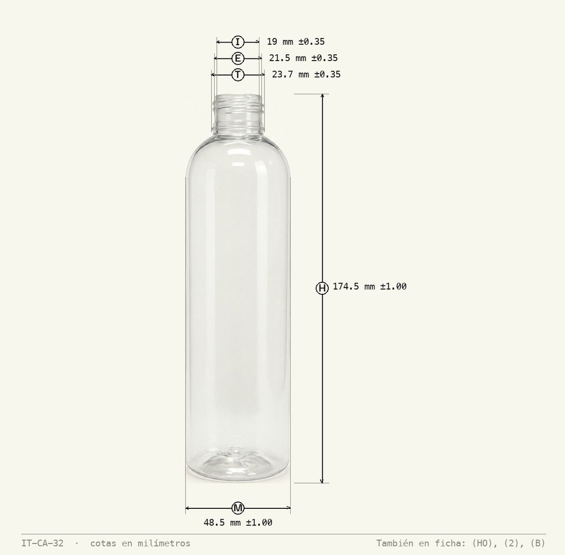 Plano de cotas de Envase Jefferson 250mL R-24