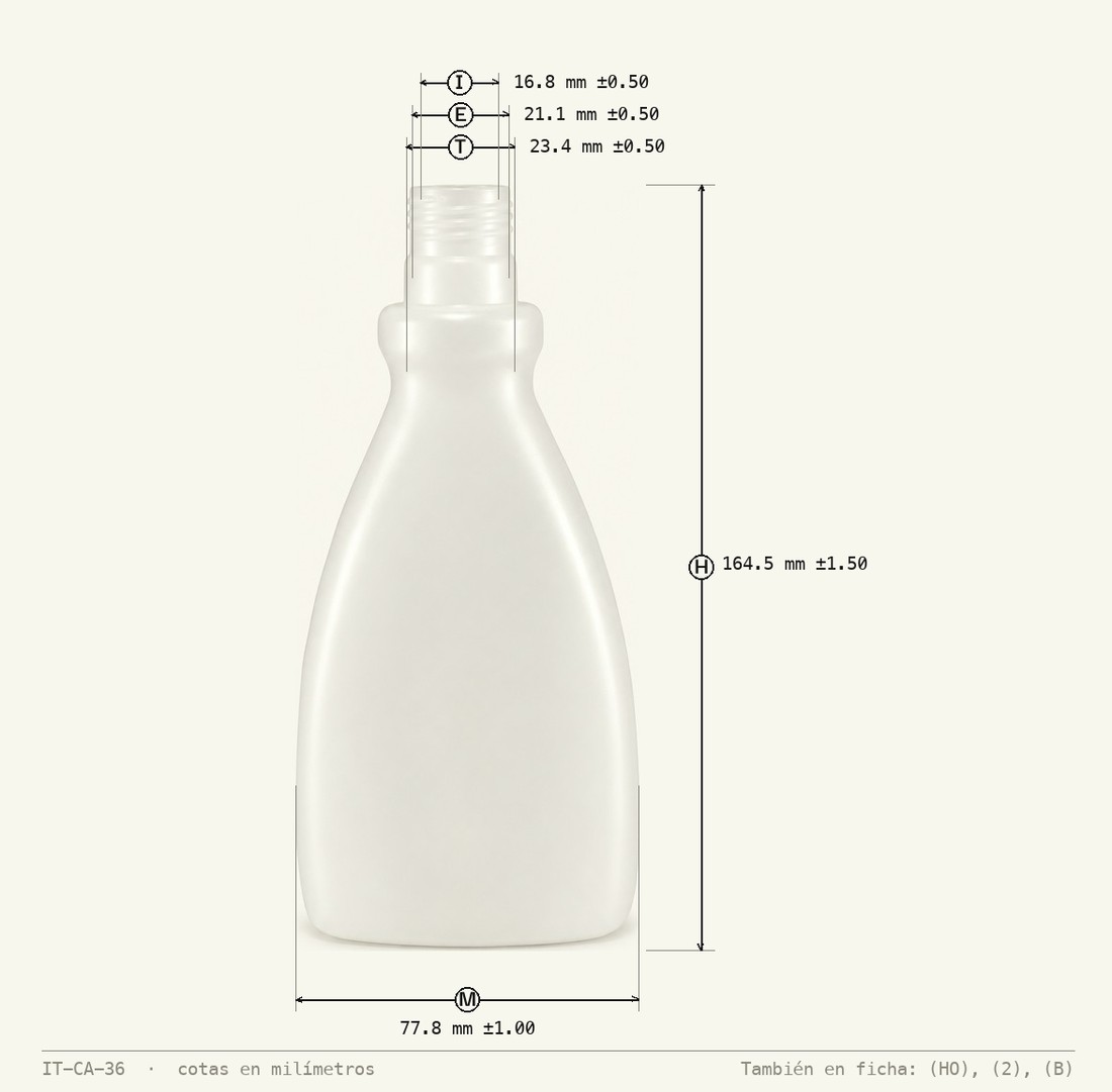 Plano de cotas de Envase para Acetona 200 mL R-24