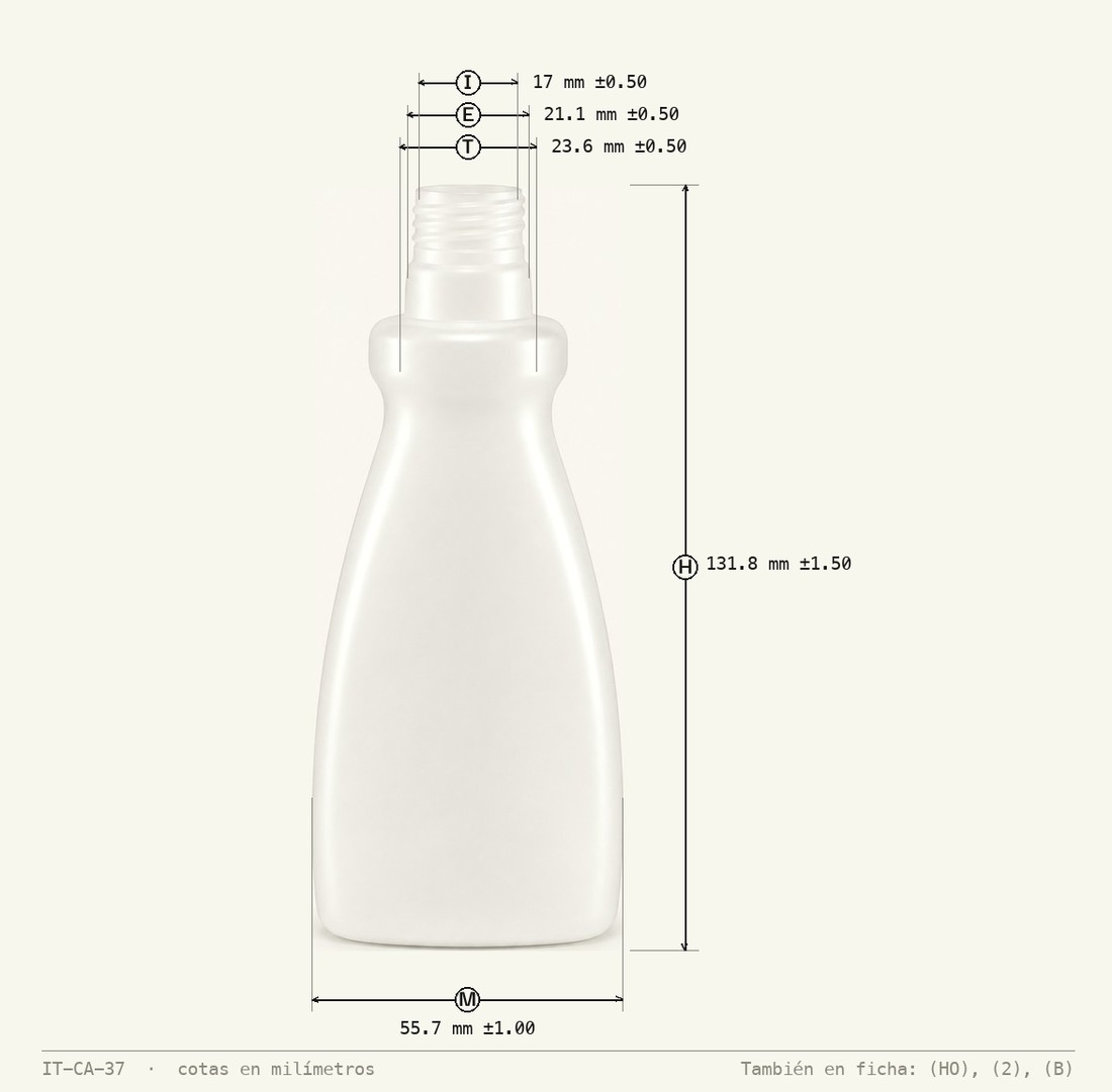 Plano de cotas de Envase para Acetona 100 mL R-24