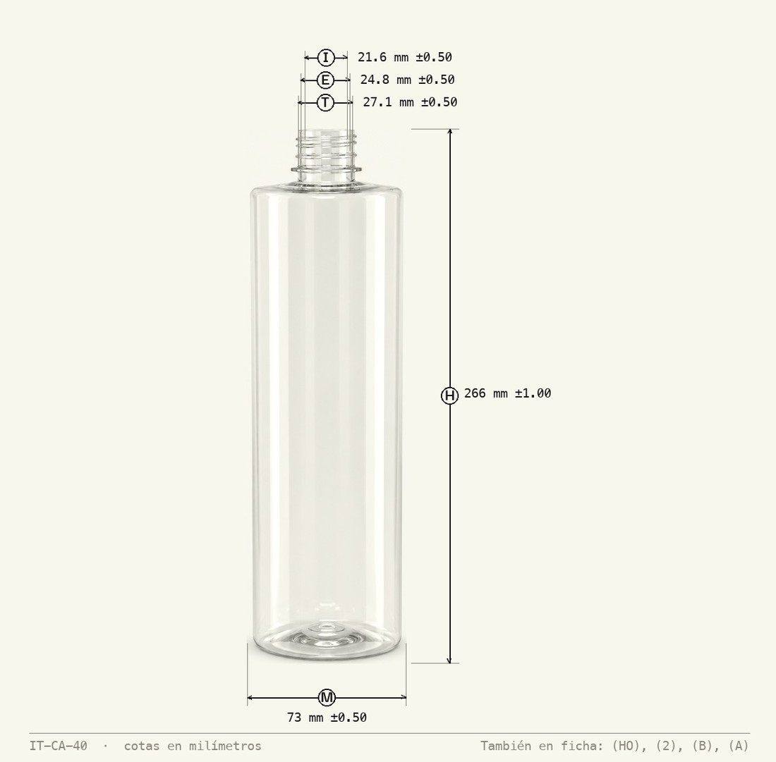 Plano de cotas de Botella Boss 1000 mL R-28