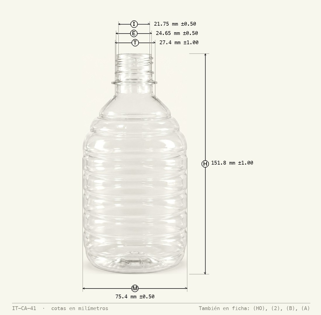 Plano de cotas de Envase Piña Lineal 440 mL R-28