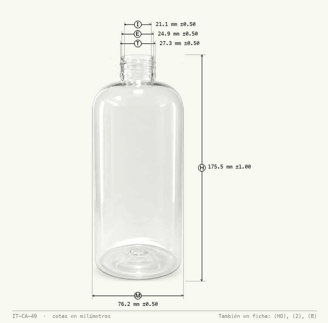 Plano de cotas de Envase Jabonero 600 mL R-28