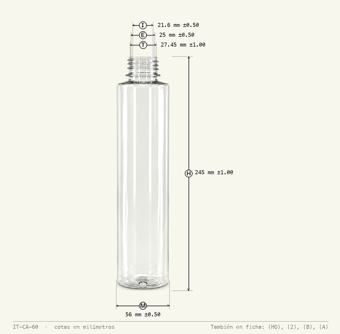 Plano de cotas de Botella Boss 500 mL R-28