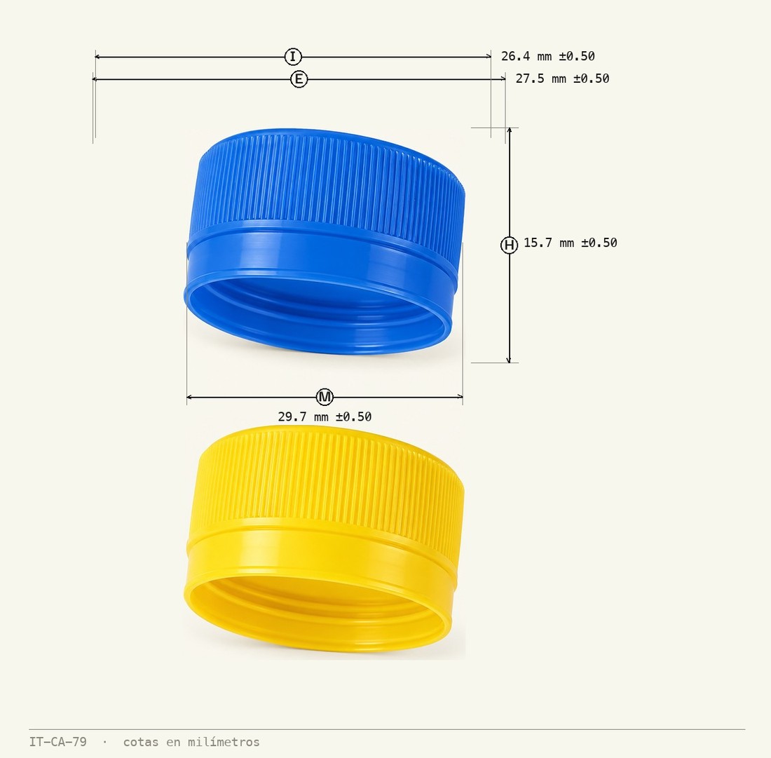 Plano de cotas de Tapa Cuello Corto R-28