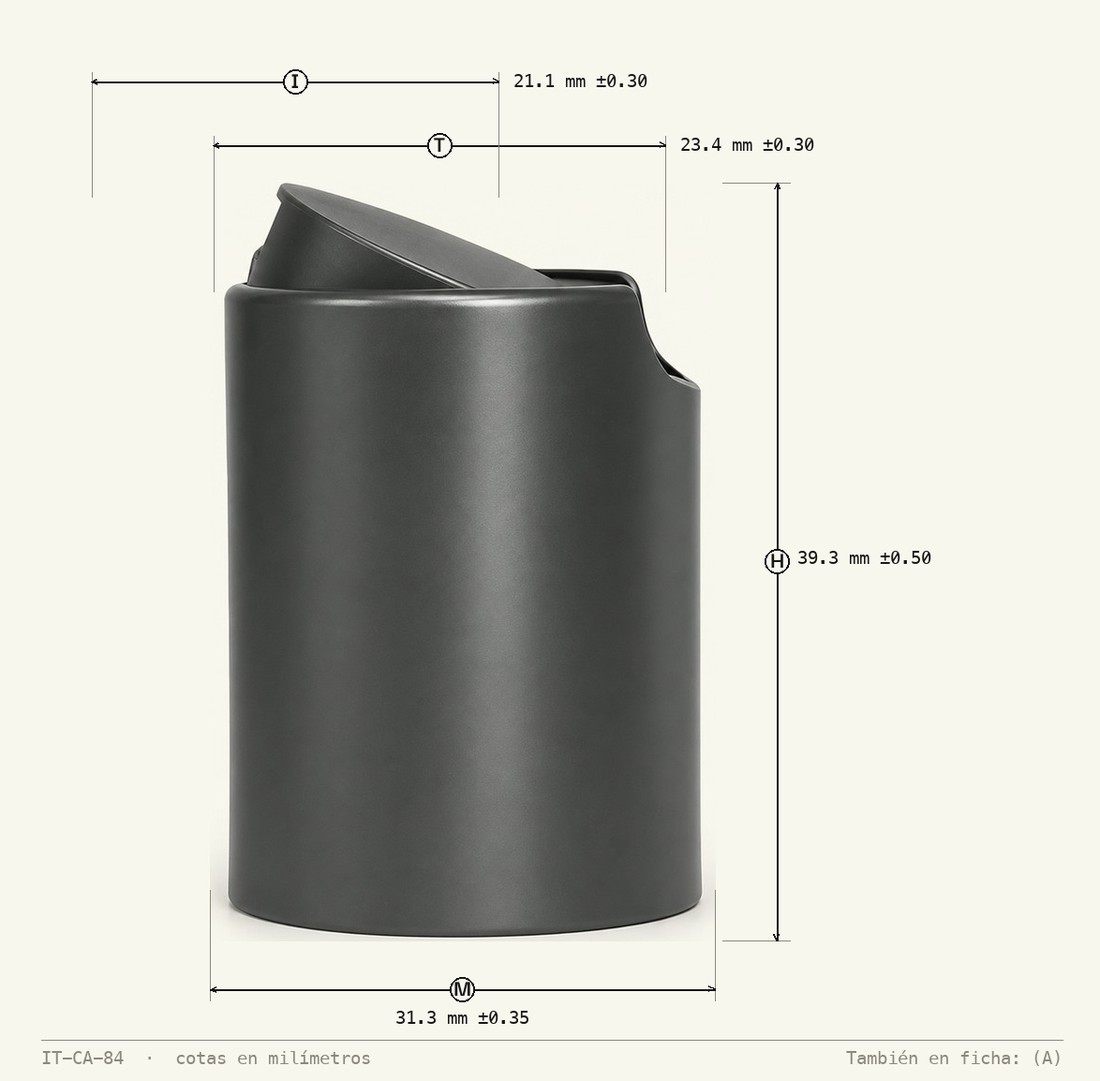 Plano de cotas de Tapa Disc Top R-28