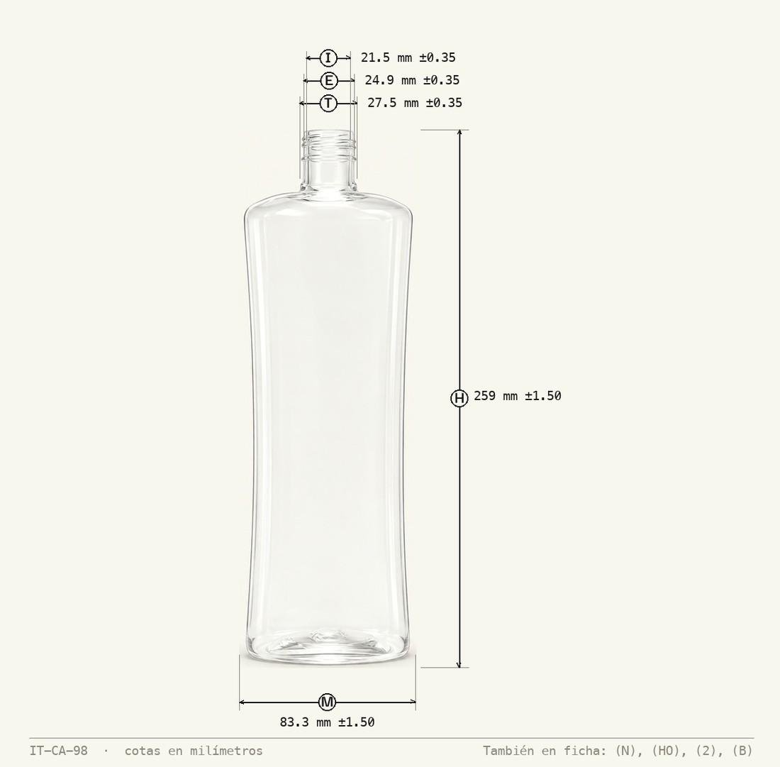 Plano de cotas de Envase para Shampoo 850 mL R-28